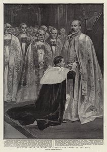 El Gran Chambelán ciñendo la espada al Rey de Gordon Frederick Browne